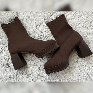 Forever 21 Chocolate Brown Sock Bootie